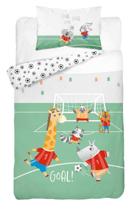 Bambusové povlečení do postýlky Zvířátka fotbal 100x135 a 40x60 cm