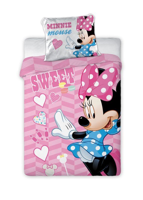 Povlečení do postýlky Minnie růžová 100x135 a 40x60 cm