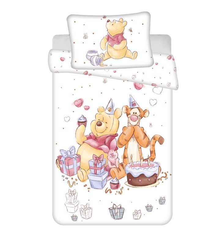 Povlečení do postýlky Medvídek Pú Birthday party baby 100x135 a 40x60 cm